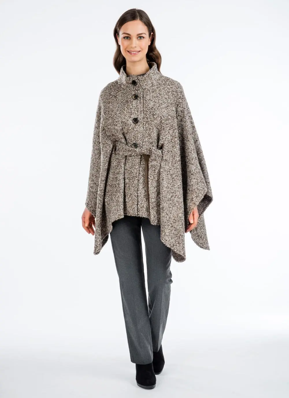Maggi Wool Cape Peppered Brown