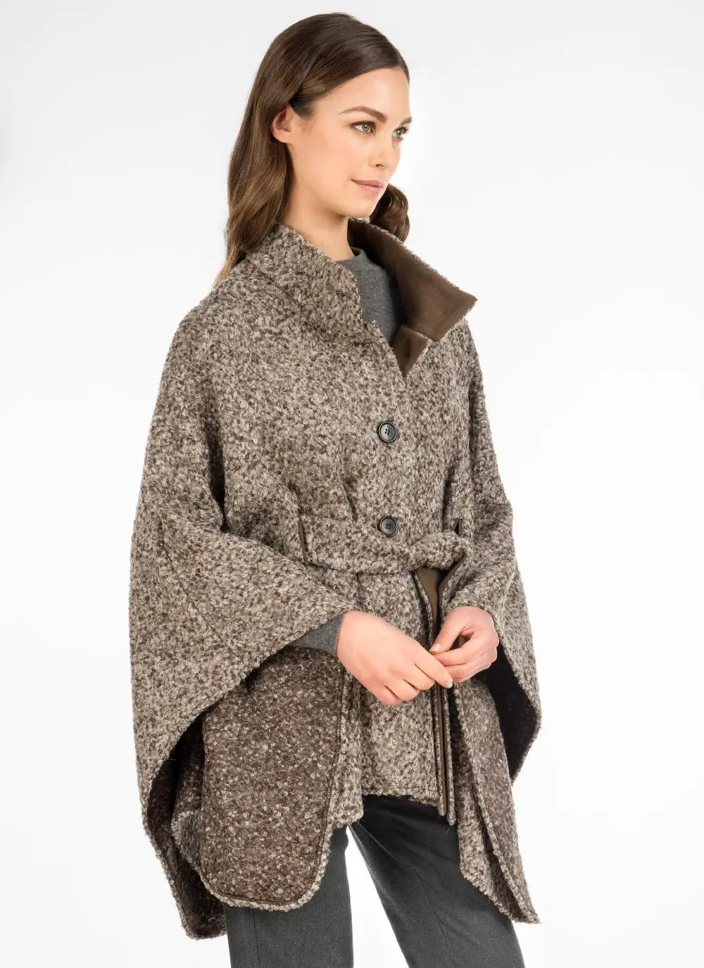 Maggi Wool Cape Peppered Brown