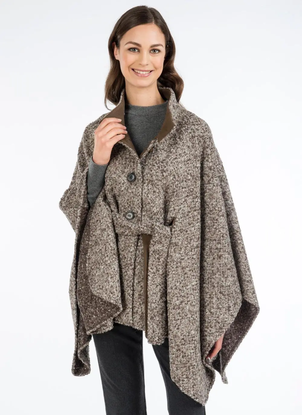 Maggi Wool Cape Peppered Brown