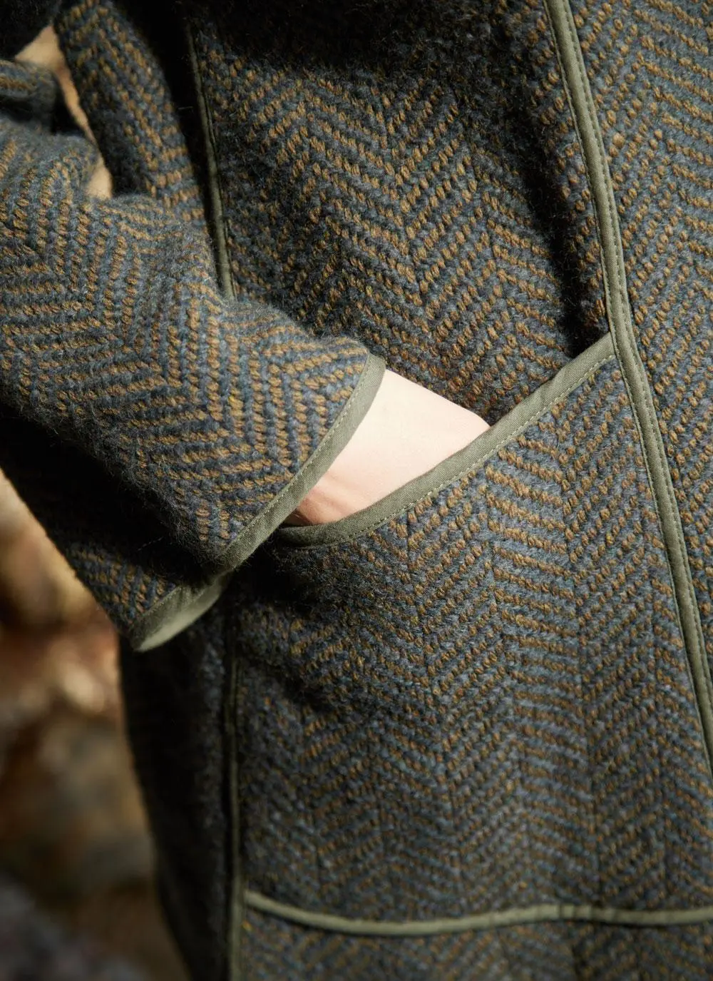 Maureen Herringbone Swing Wool Coat 