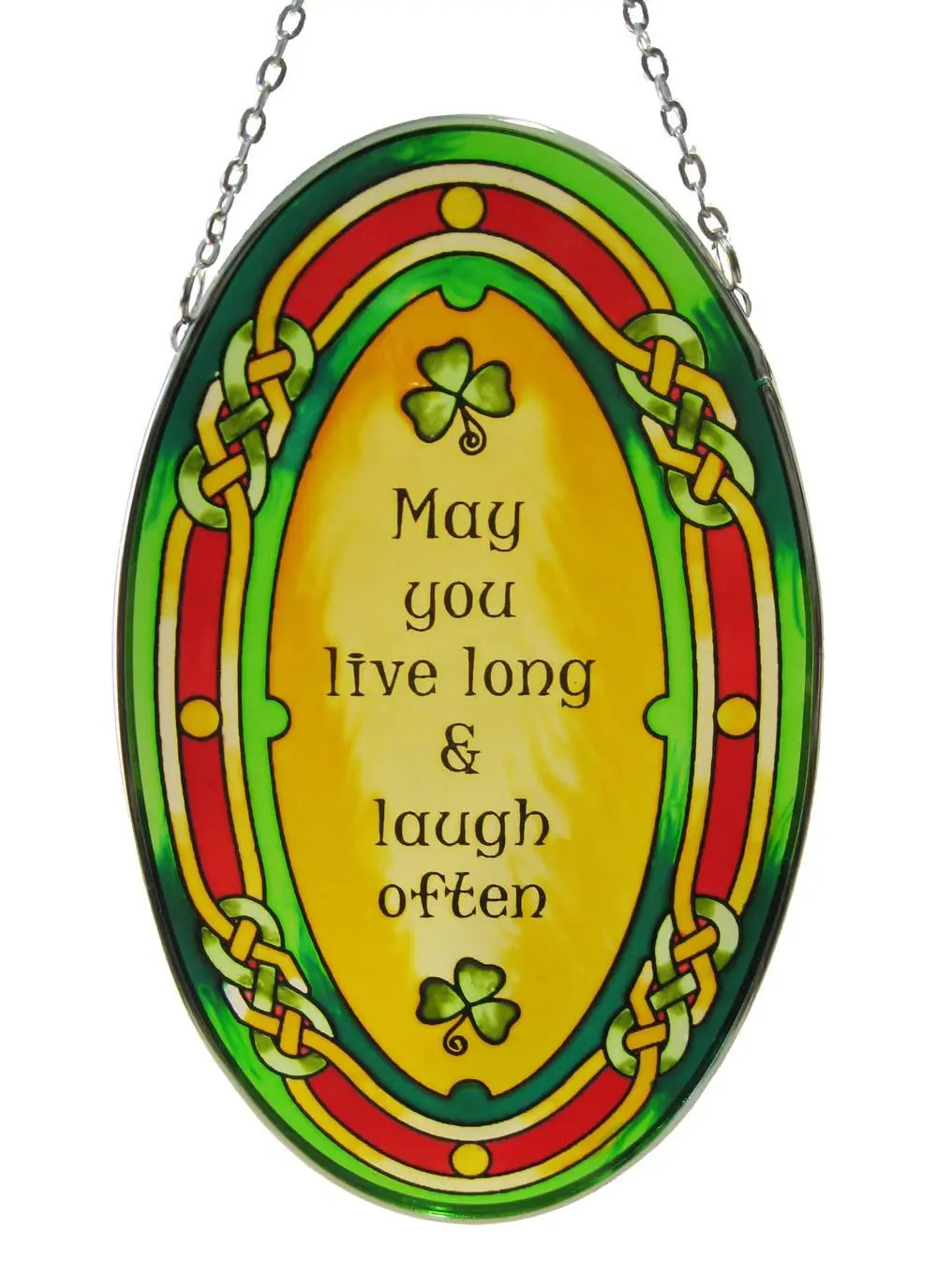 May You Live Long Oval Stained Glass Suncatcher