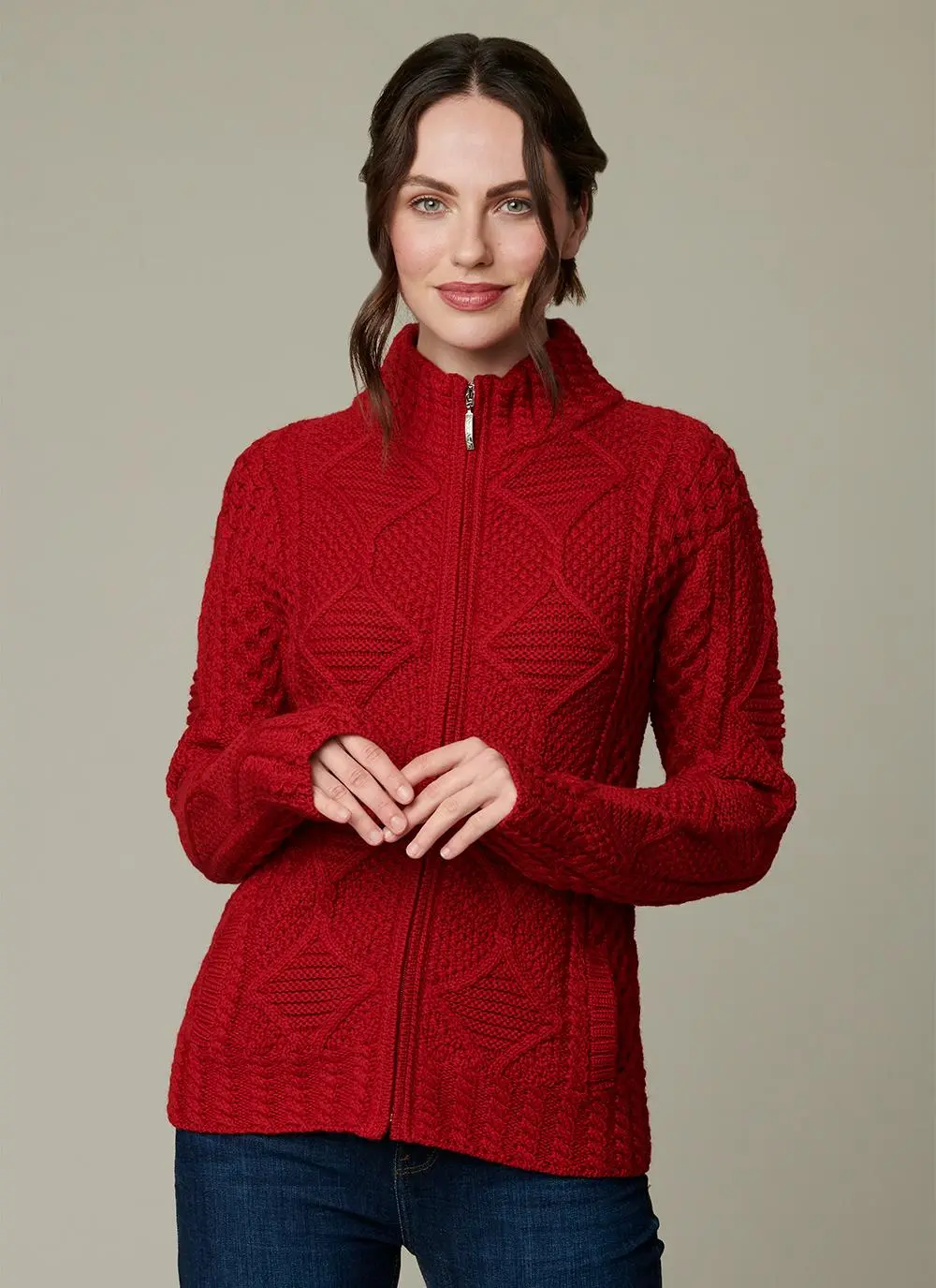 Megan Zip Aran Cardigan