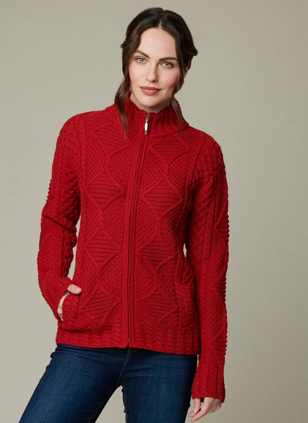 Megan Zip Aran Cardigan