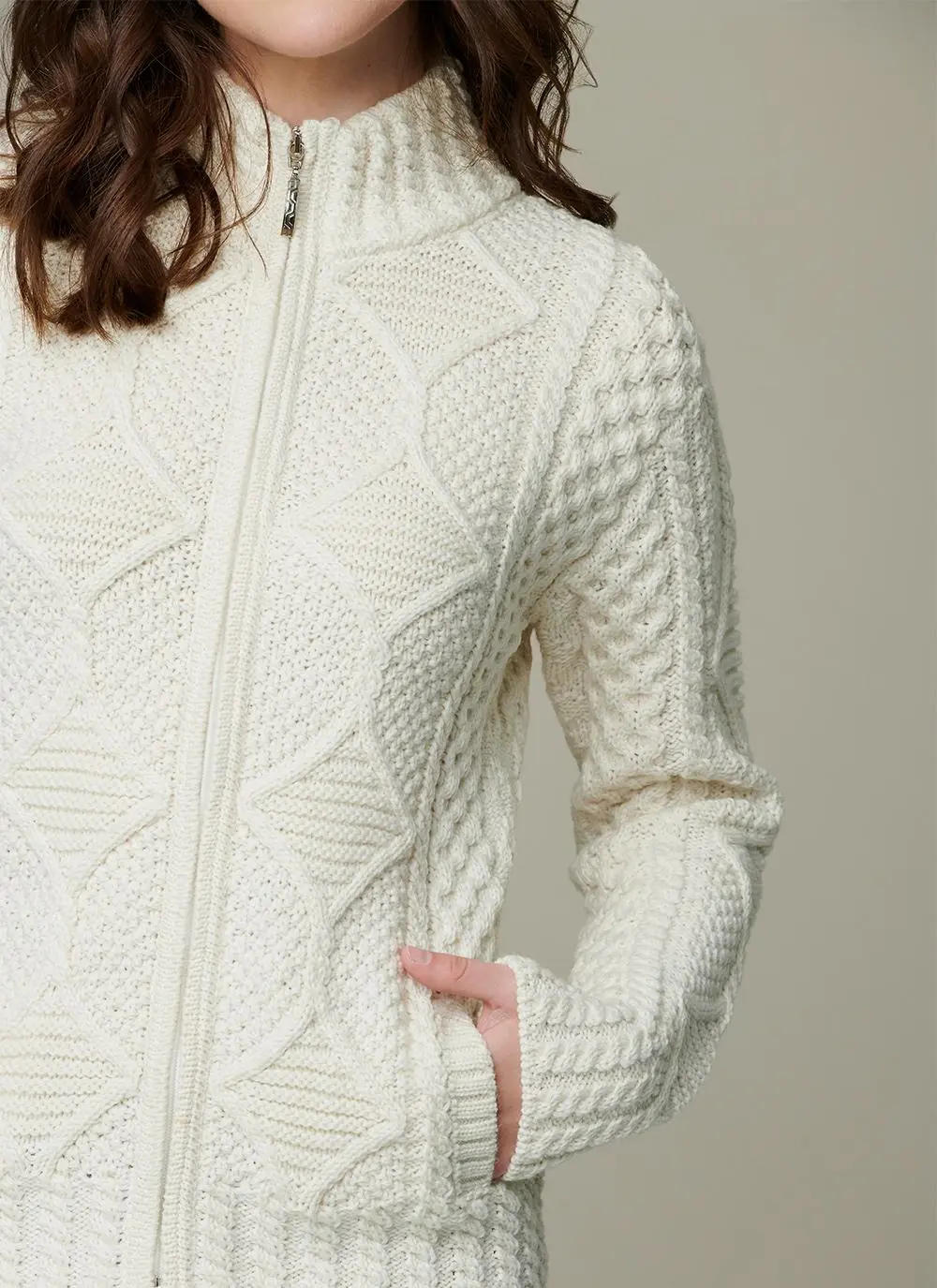 Megan Zip Aran Cardigan