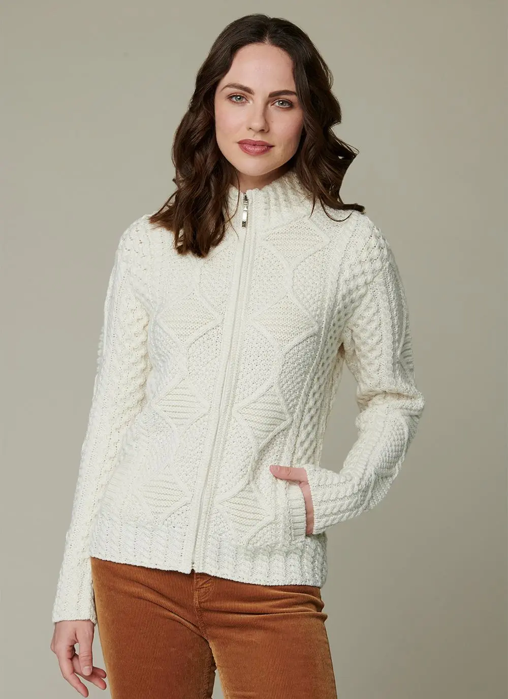 Megan Zip Aran Cardigan