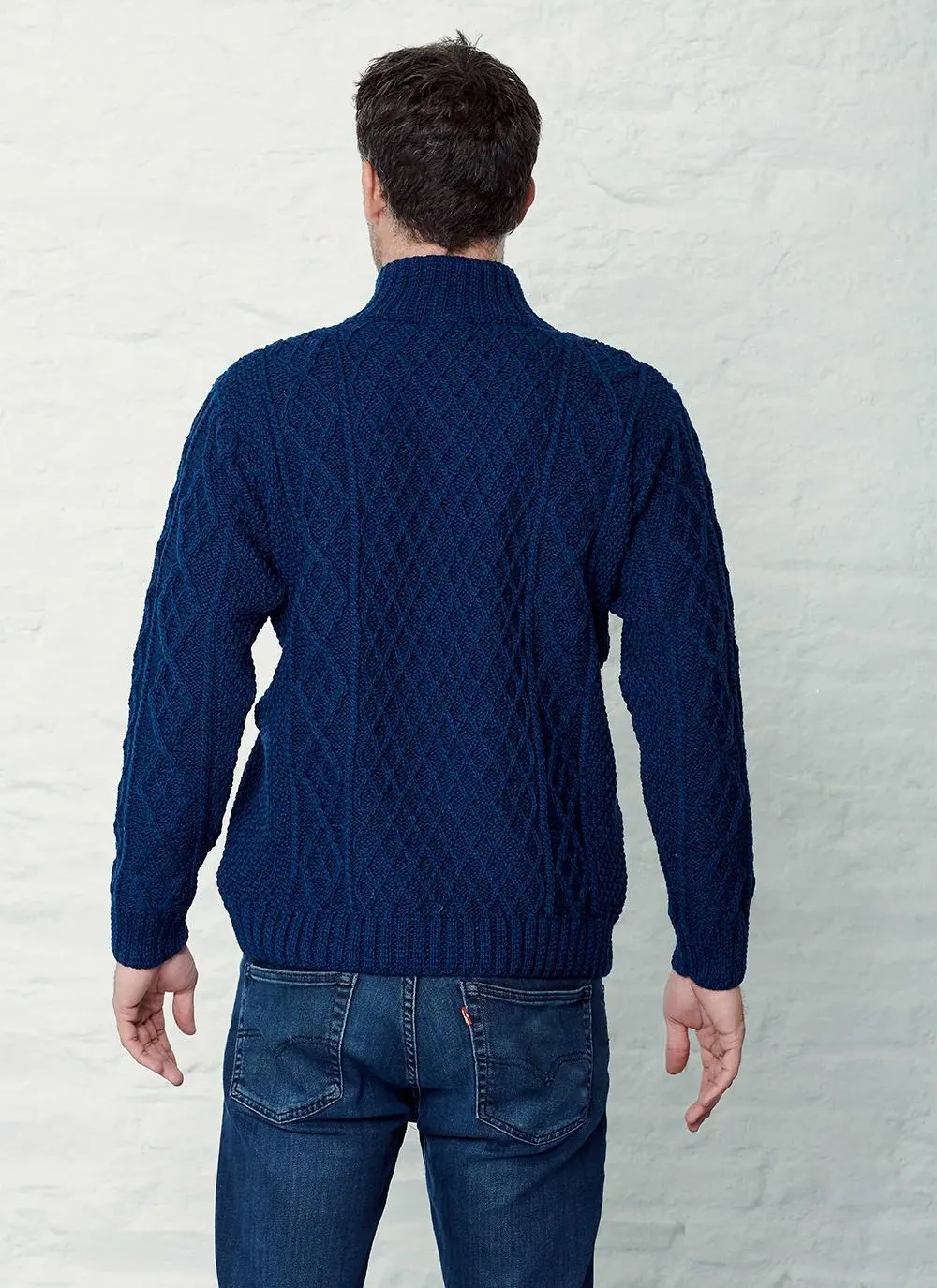 Men's Button Neck Aran Sweater