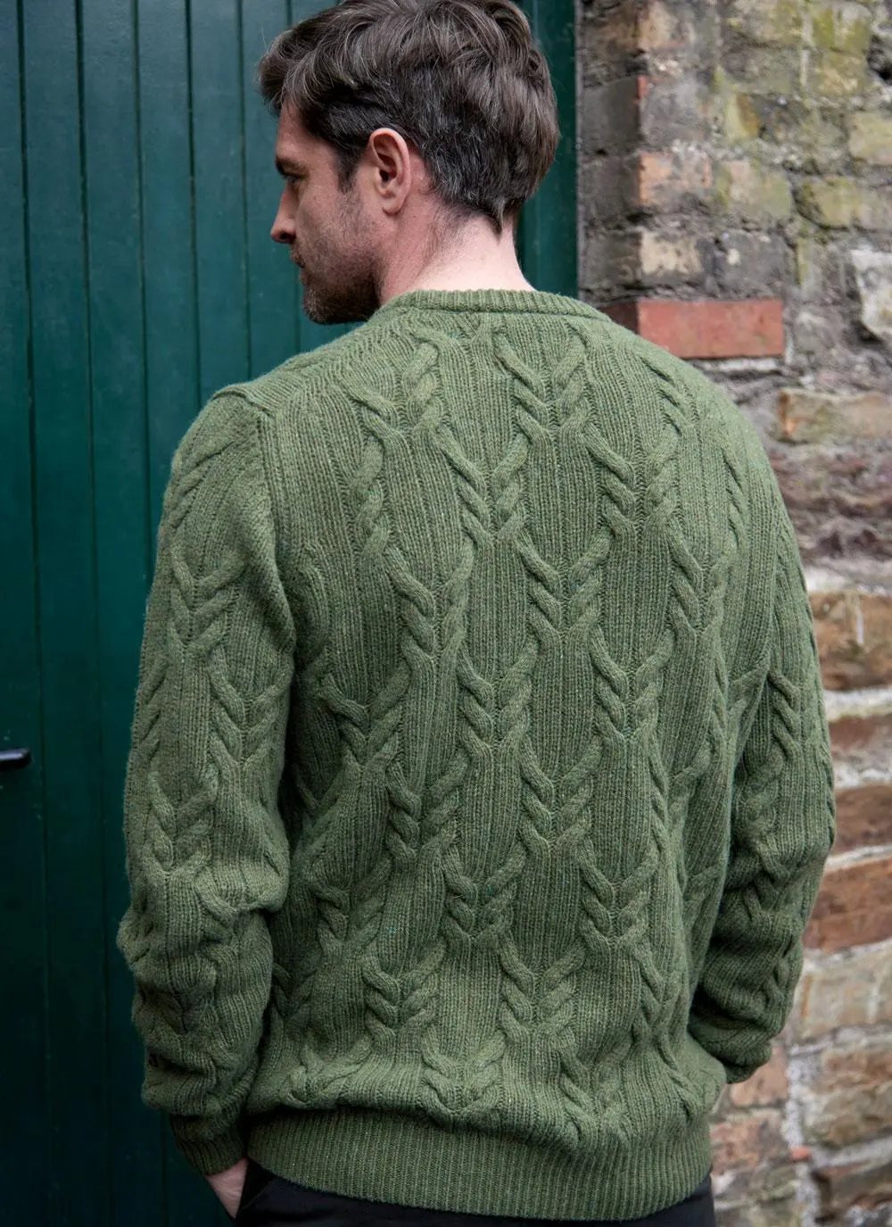 Donegal Fleck Cable Crew Neck Sweater