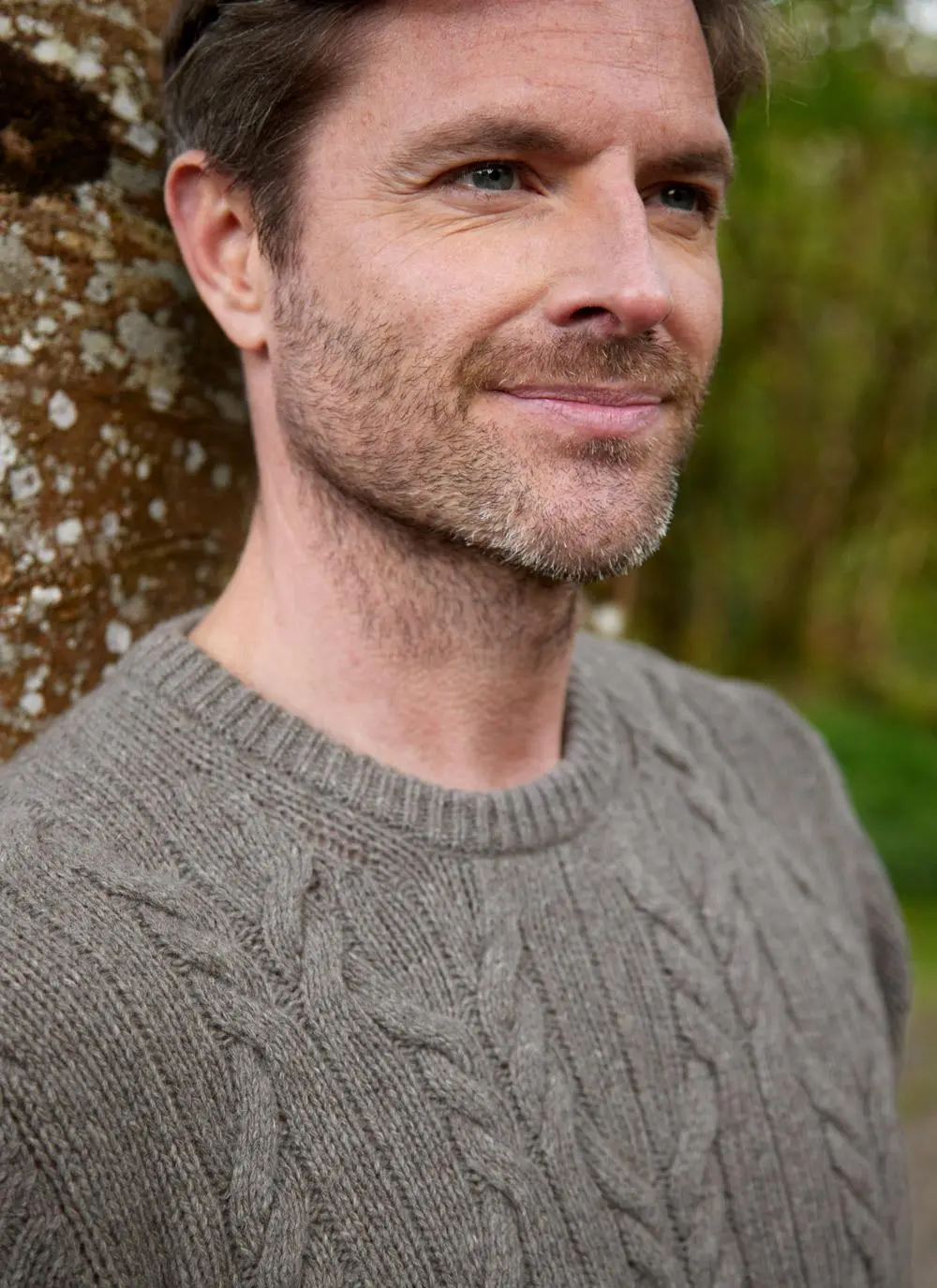 Donegal Fleck Cable Crew Neck Sweater