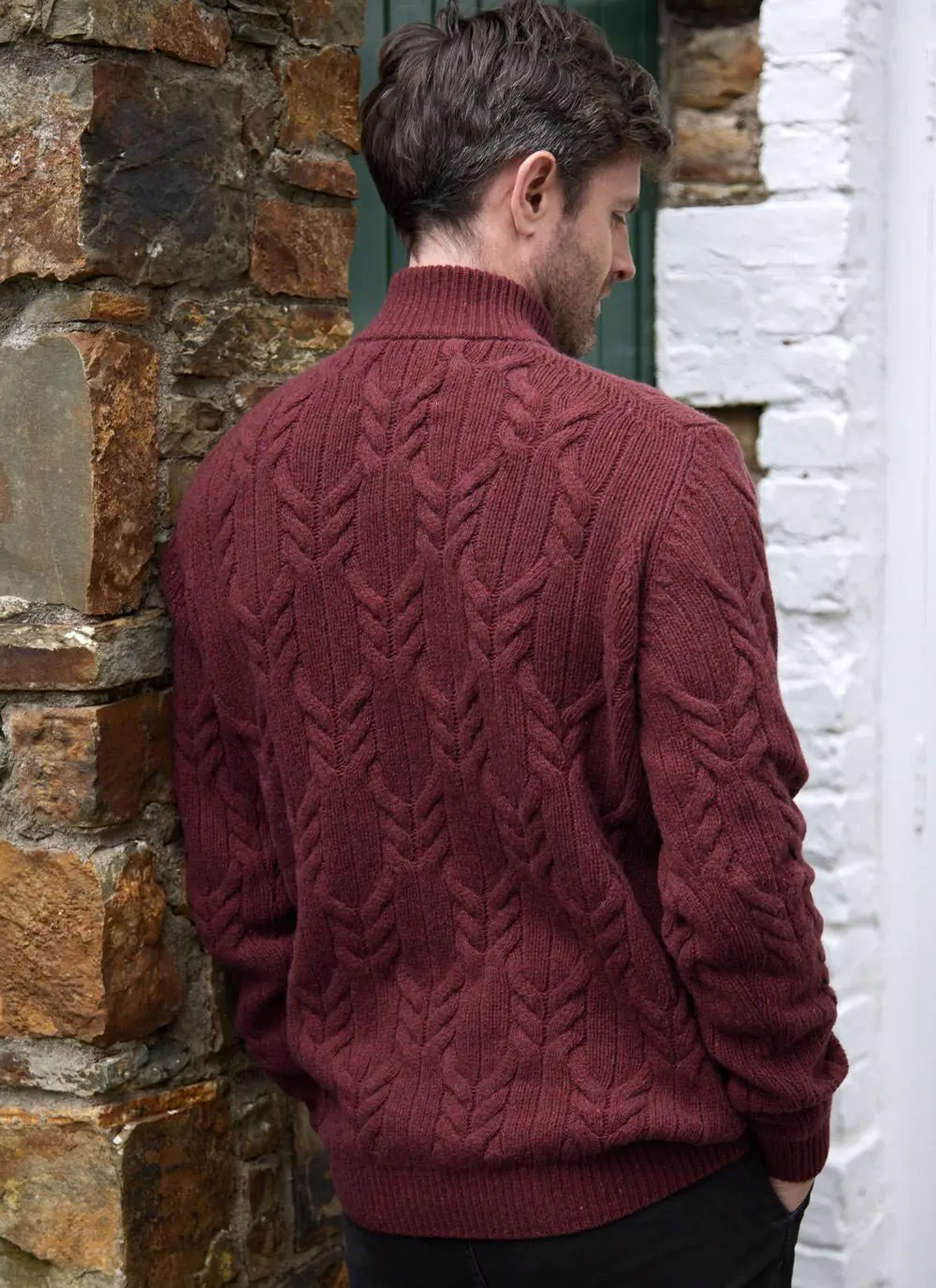 Donegal Fleck Half Zip Cable Sweater