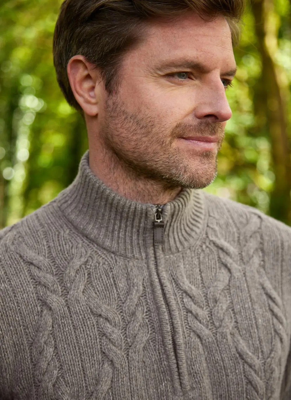 Donegal Fleck Half Zip Cable Sweater 