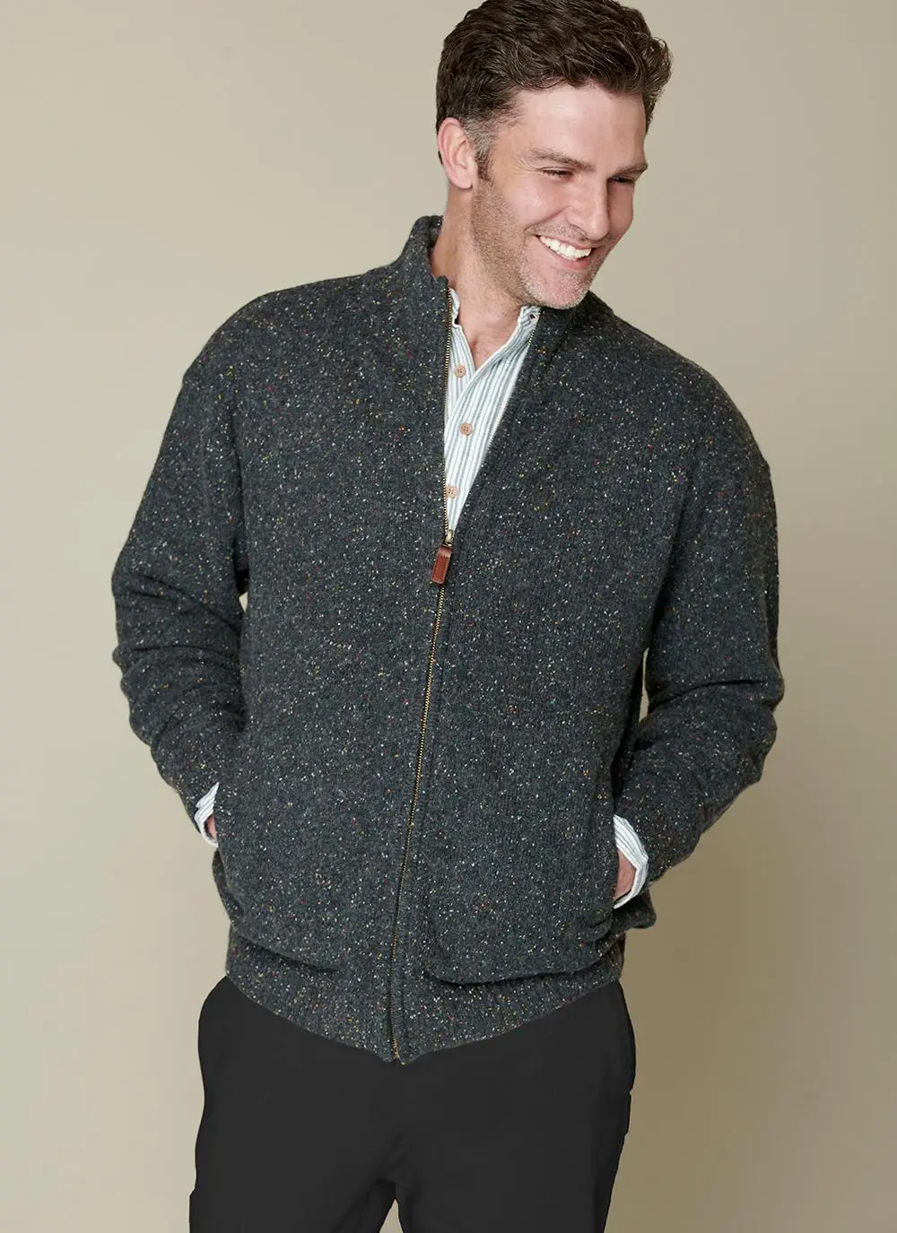 Donegal Fleck Full Zip Cardigan