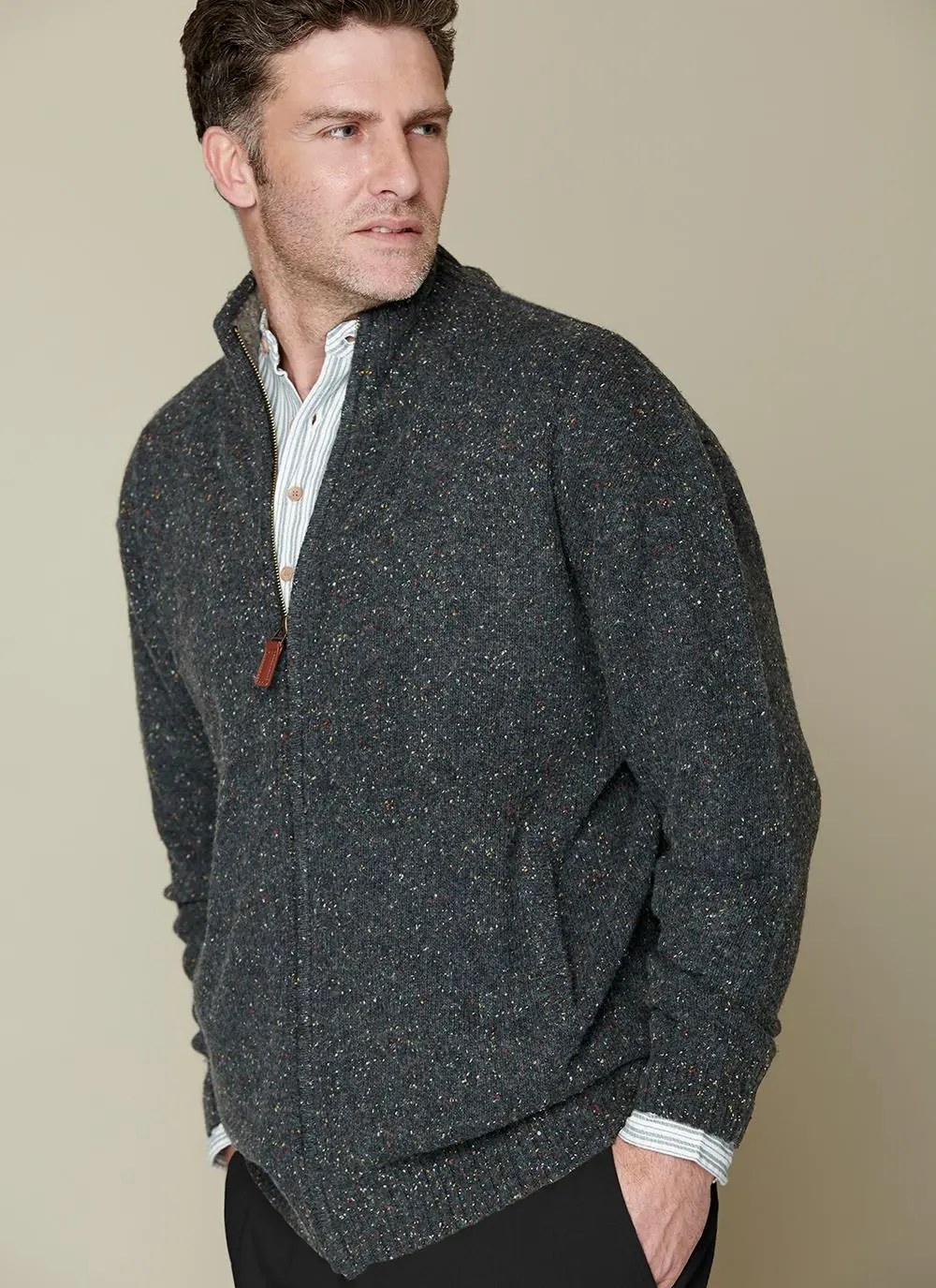 Donegal Fleck Full Zip Cardigan