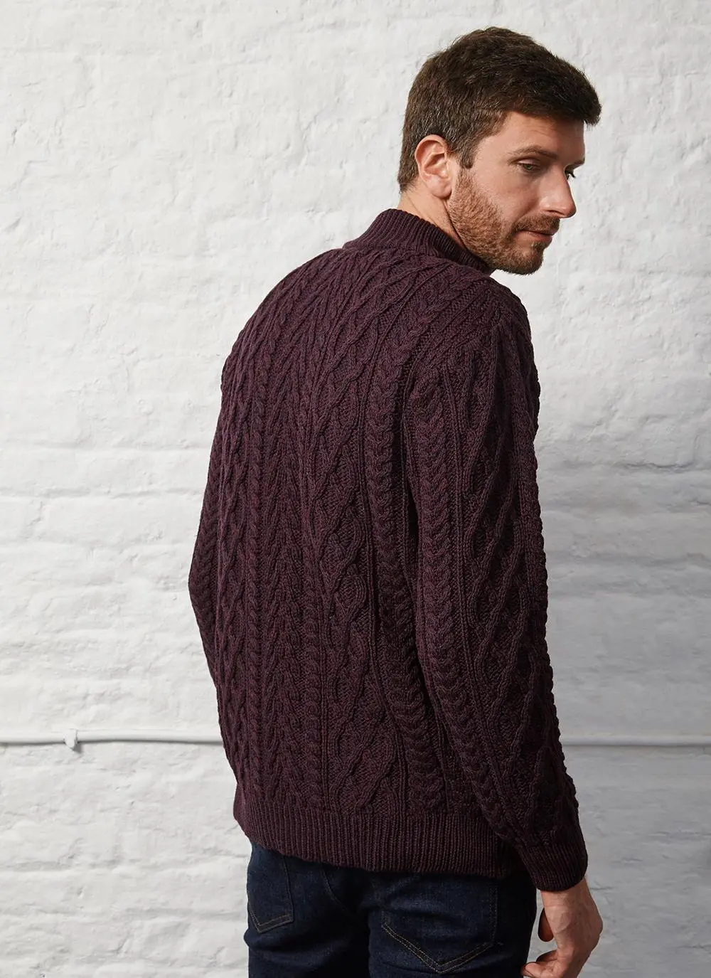 Cian Wool Half Zip Aran Sweater