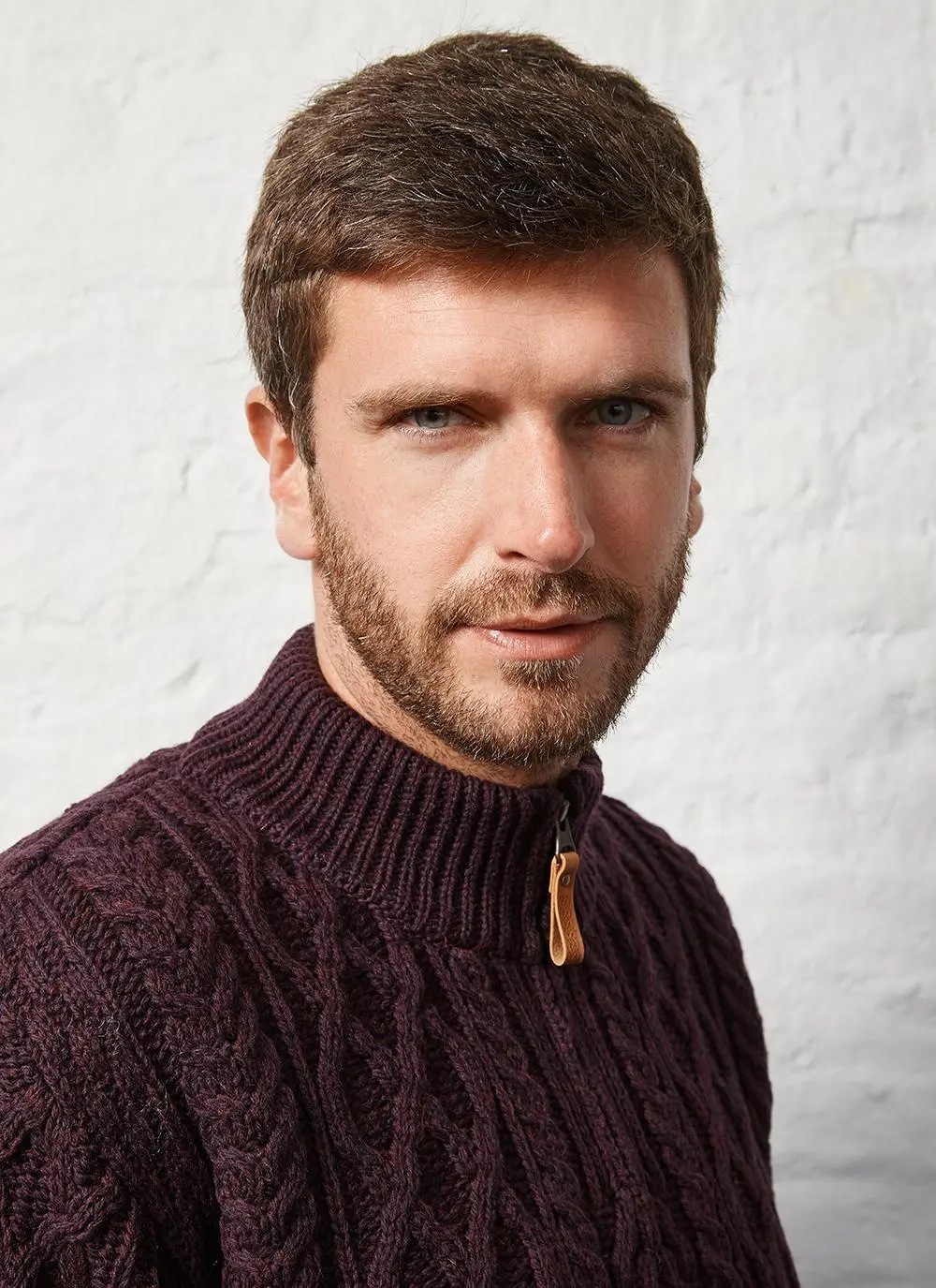 Cian Wool Half Zip Aran Sweater