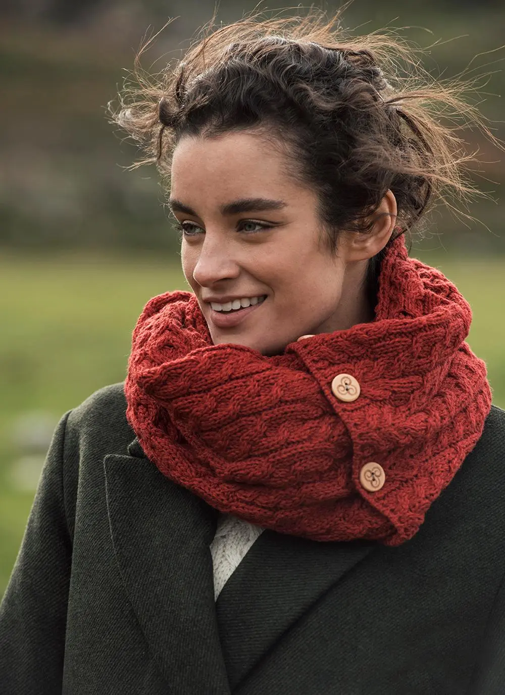 Merino Wool Button Infinity Scarf