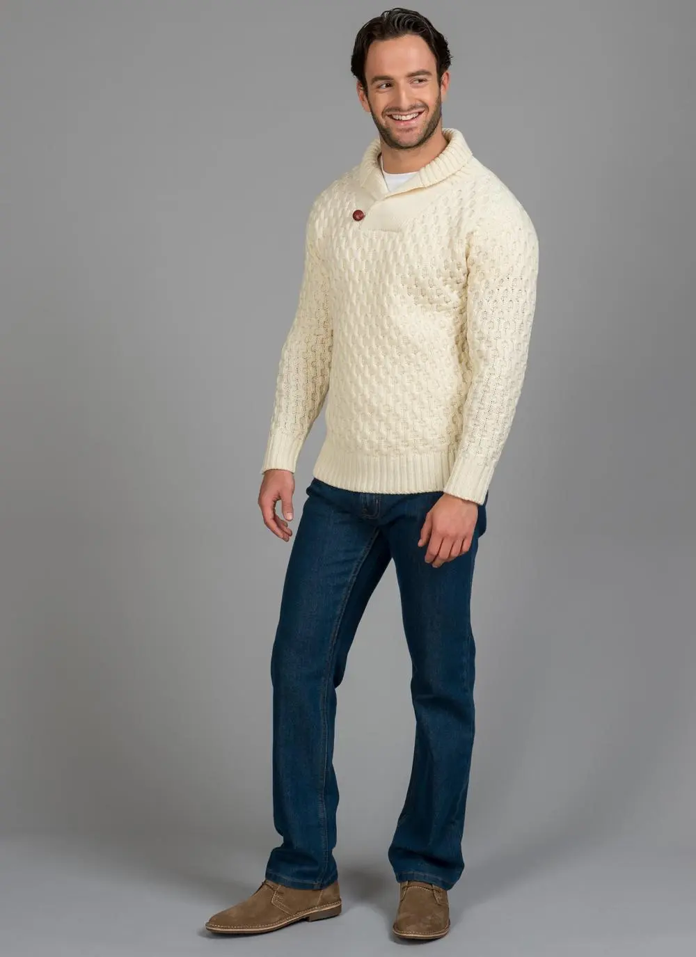 Michael Shawl Neck Aran Sweater