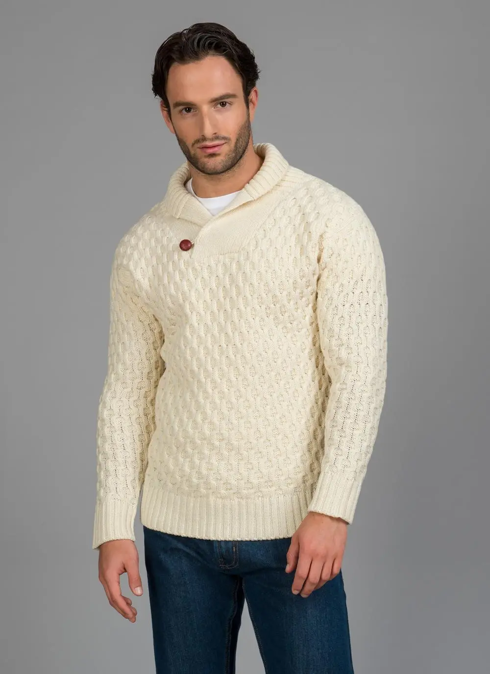 Michael Shawl Neck Aran Sweater