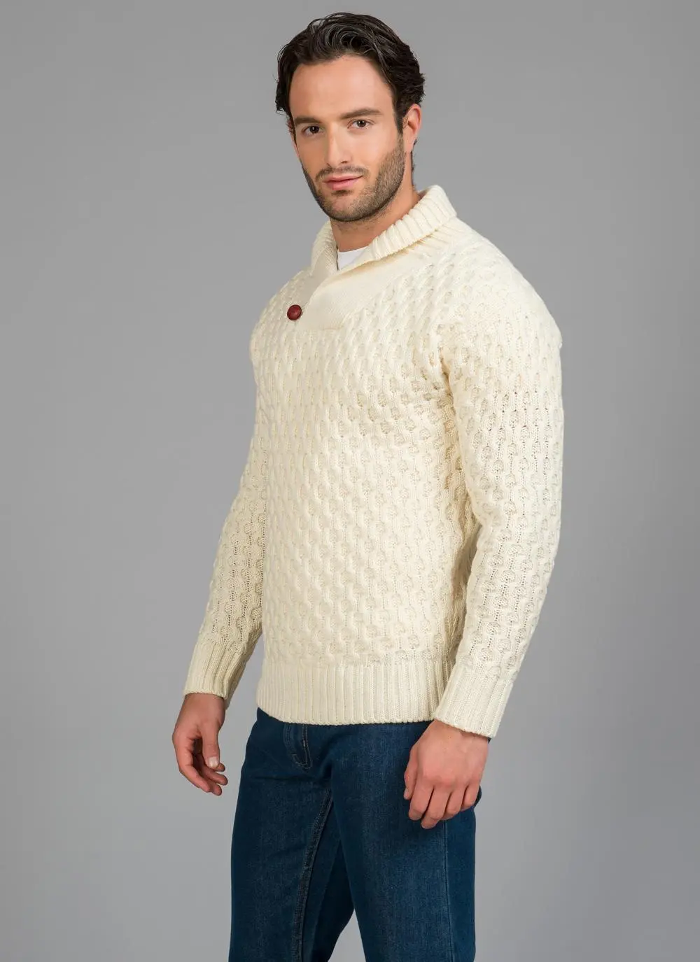 Michael Shawl Neck Aran Sweater | Blarney