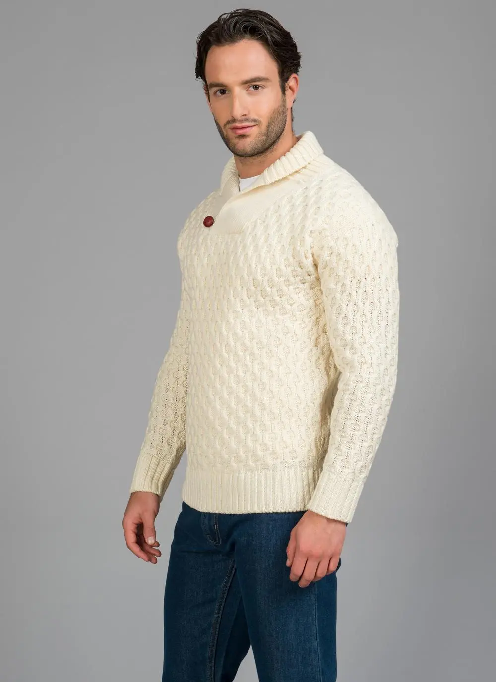 Michael Shawl Neck Aran Sweater