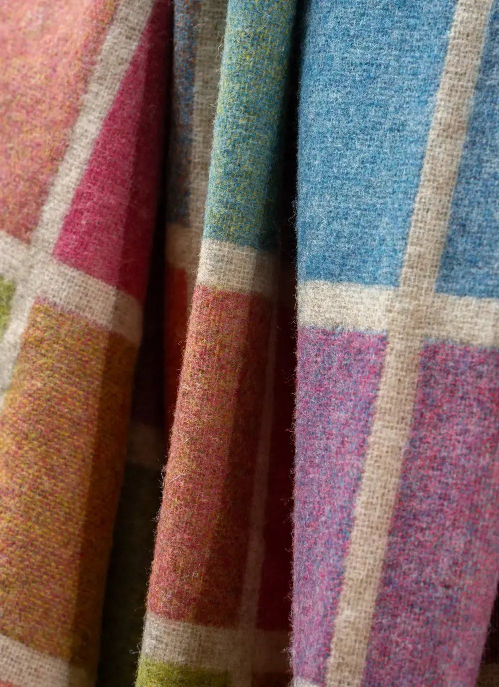 Multi Block Merino Wool Throw