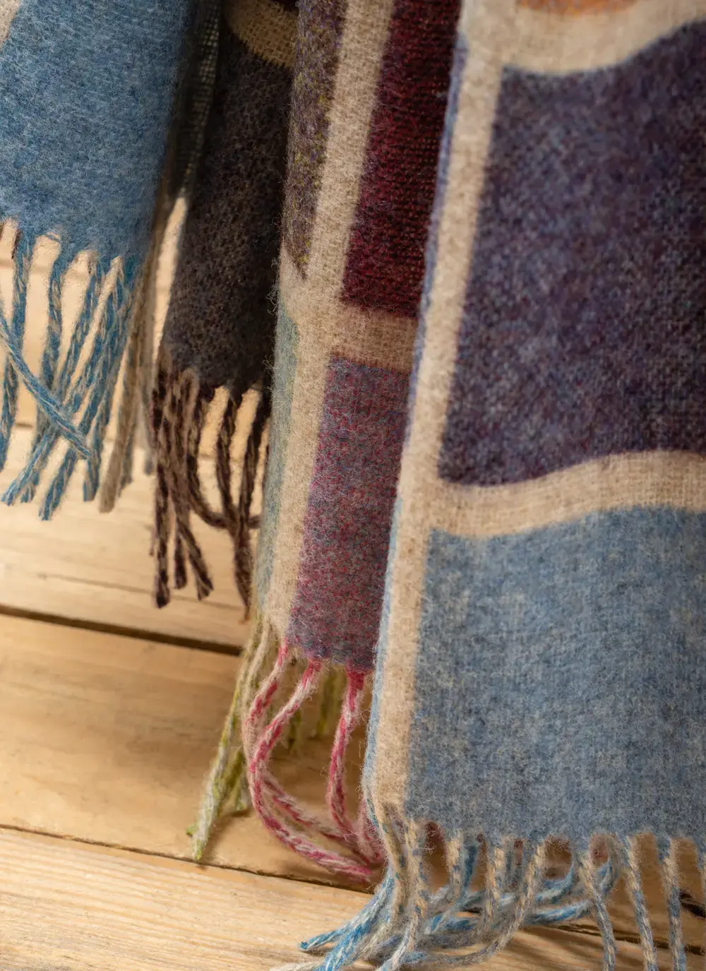 Multi Block Merino Wool Throw