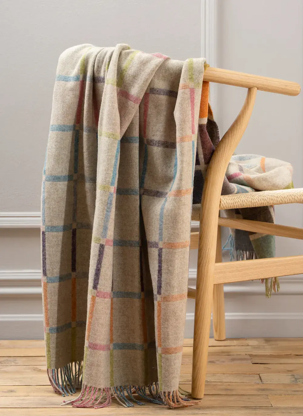 Multi Block Merino Wool Throw
