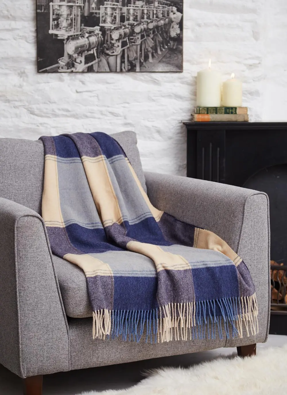 Munster Blue Lambswool Throw