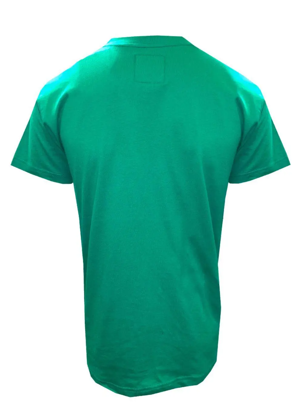 Green t-shirt with letters spelling Ireland and fighting Irish logo printed and a shamrock sewn in at the bottom