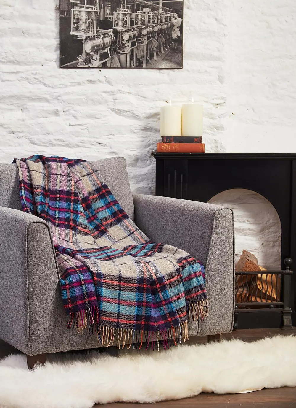 Navy Marine Donegal Tweed Throw