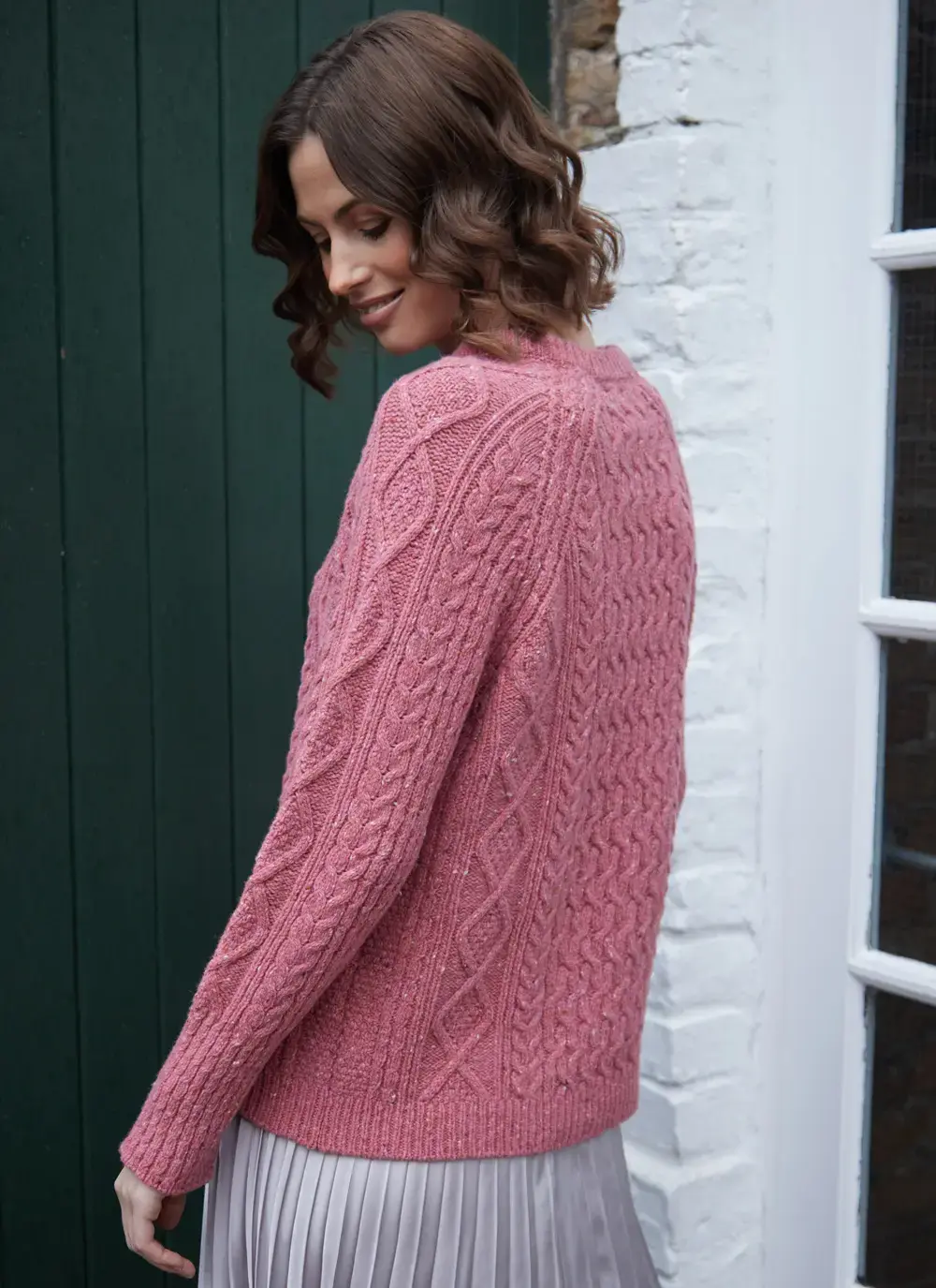 Niamh Wool Cashmere Cable Crew Neck Sweater 