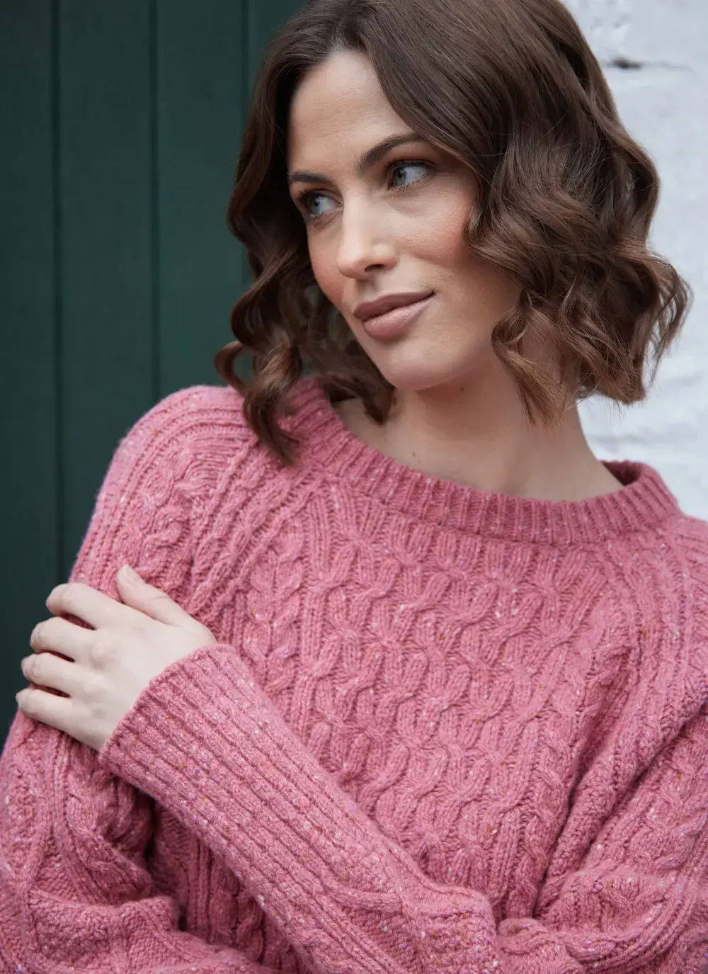 Niamh Wool Cashmere Cable Crew Neck Sweater 