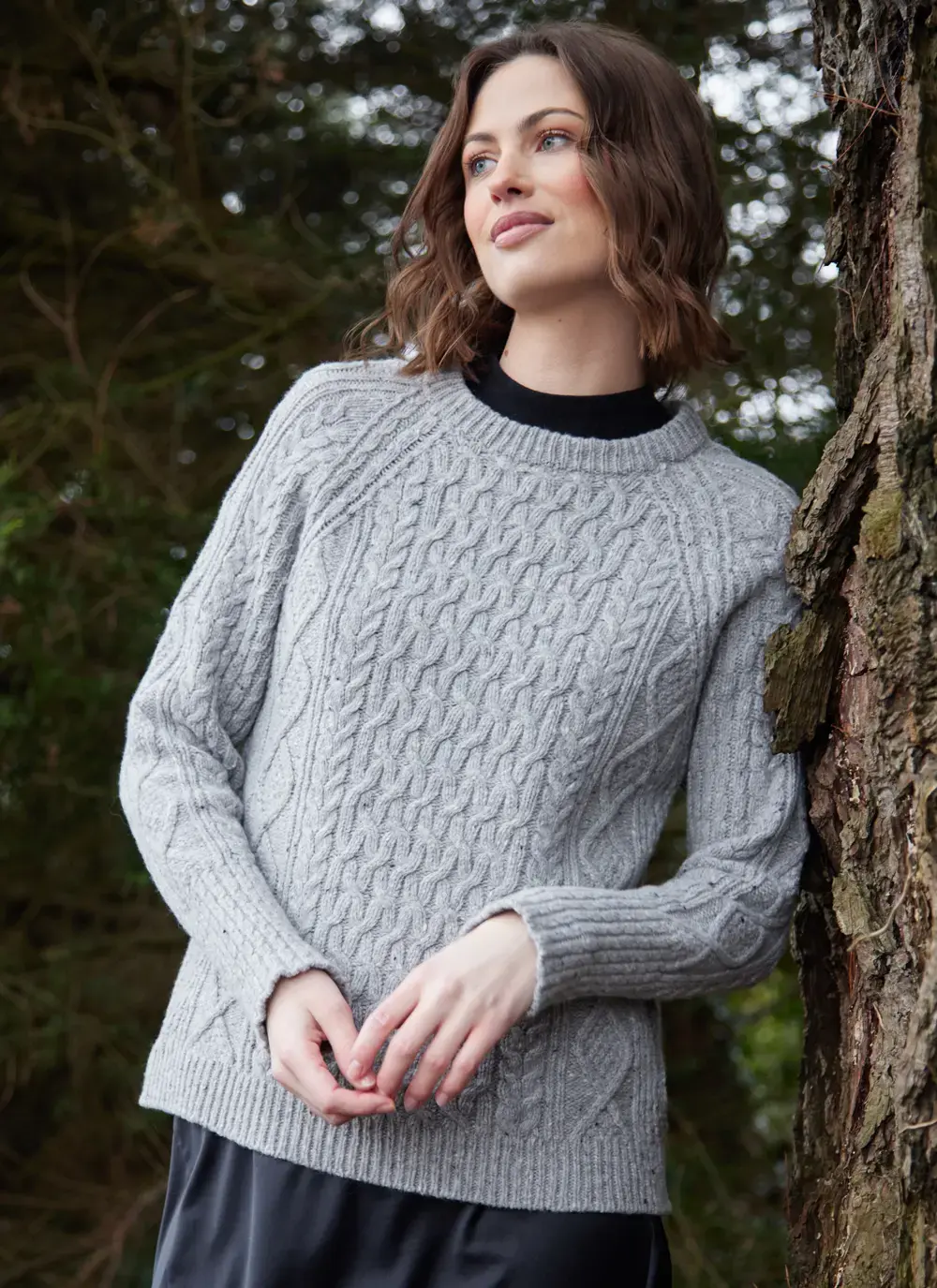 Niamh Wool Cashmere Cable Crew Neck Sweater 