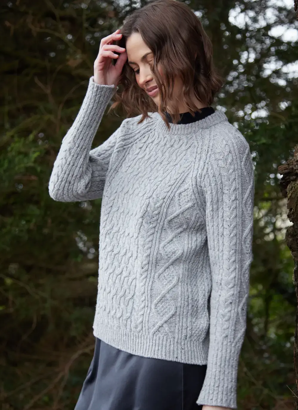 Niamh Wool Cashmere Cable Crew Neck Sweater 