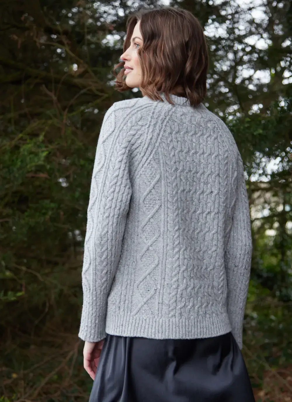 Niamh Wool Cashmere Cable Crew Neck Sweater 