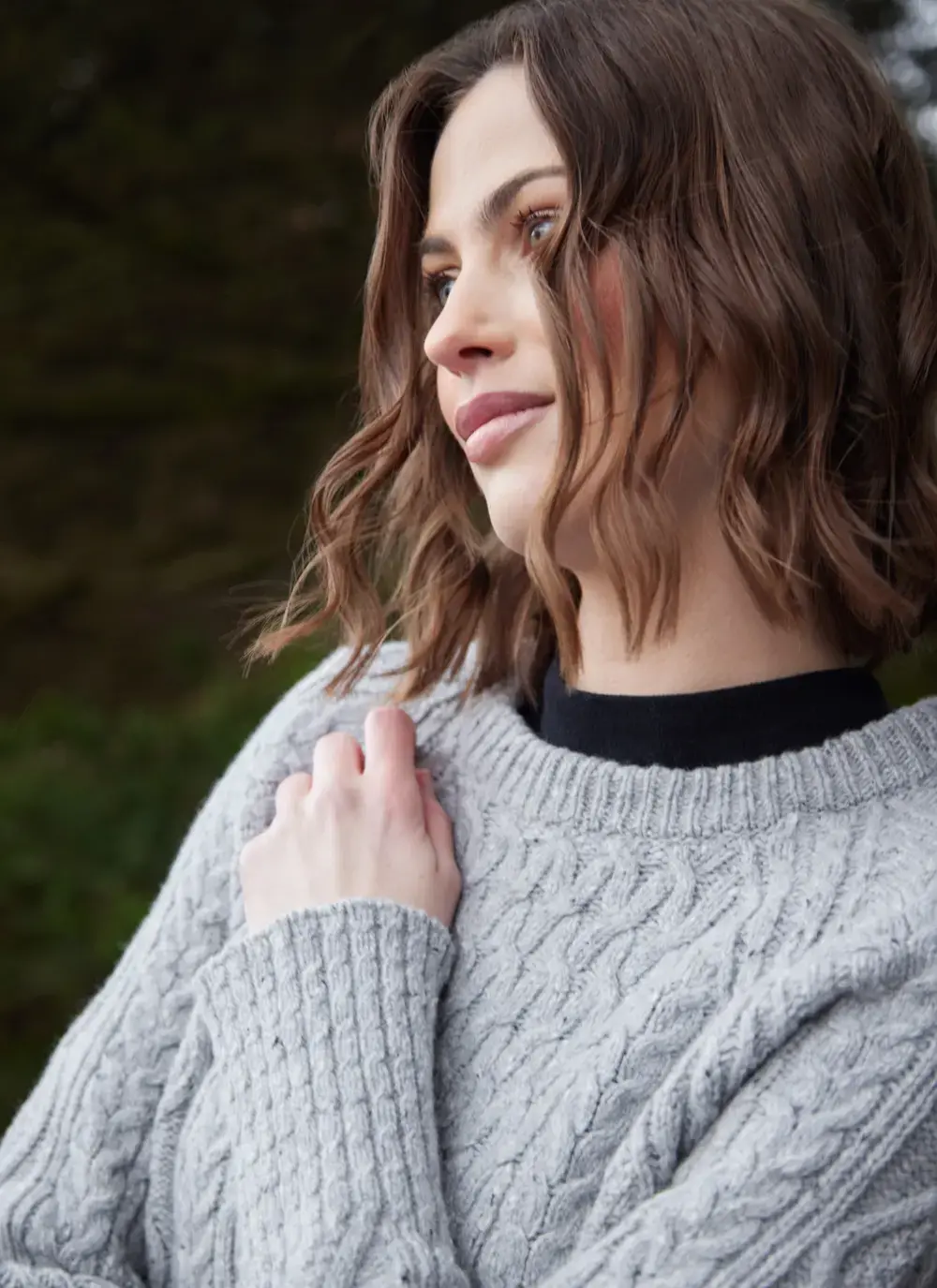 Niamh Wool Cashmere Cable Crew Neck Sweater 