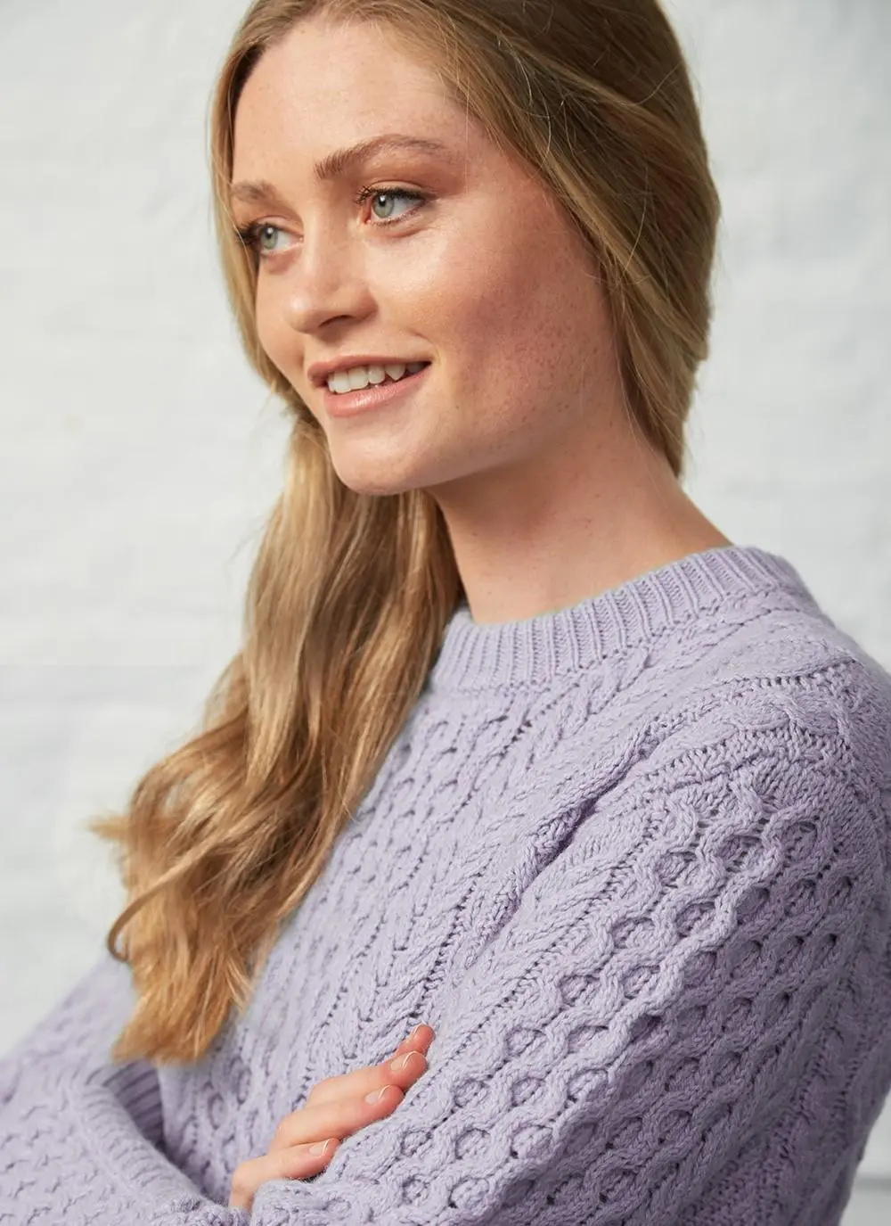 Nora Summer Weight Crew Neck Aran Sweater