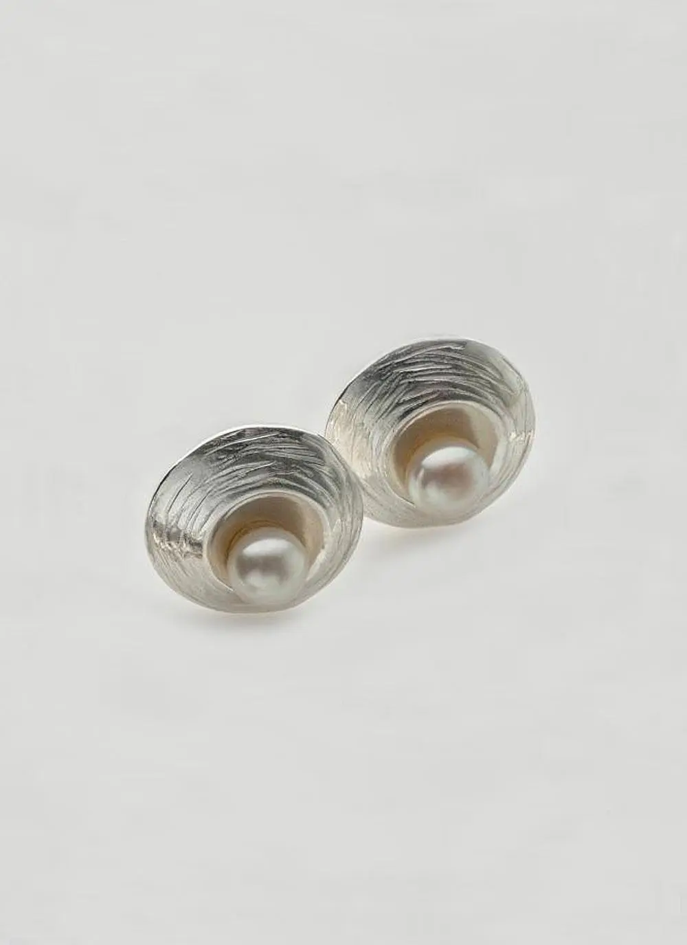 Sterling Silver Oyster Pearl Tiny Stud Earrings