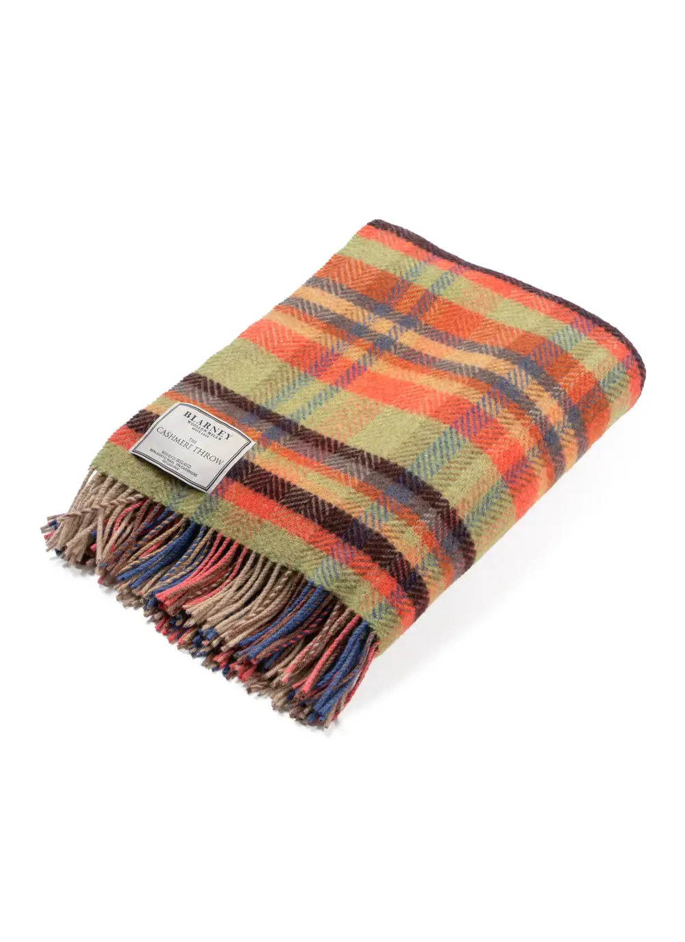 Orange & Green Wool Cashmere Throw