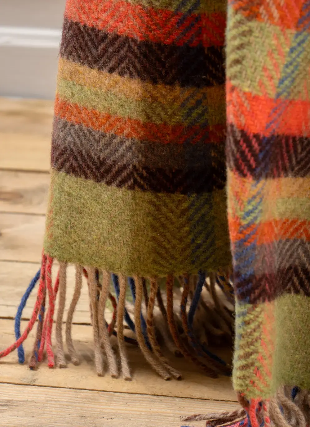 Orange & Green Wool Cashmere Throw