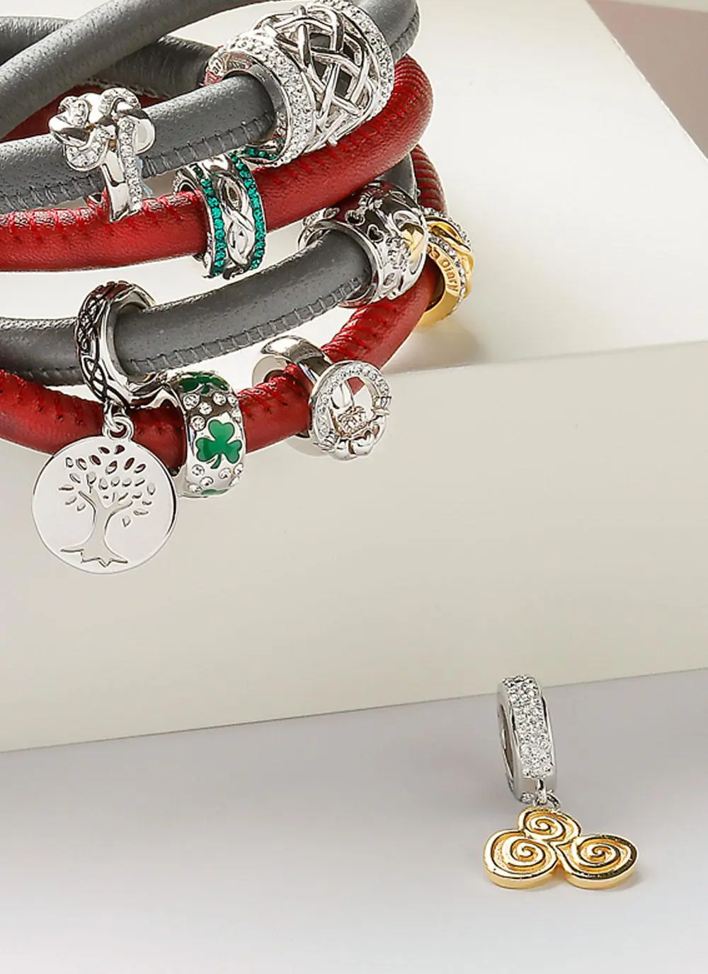 Origin Gold Plate Newgrange Triskele Drop Charm
