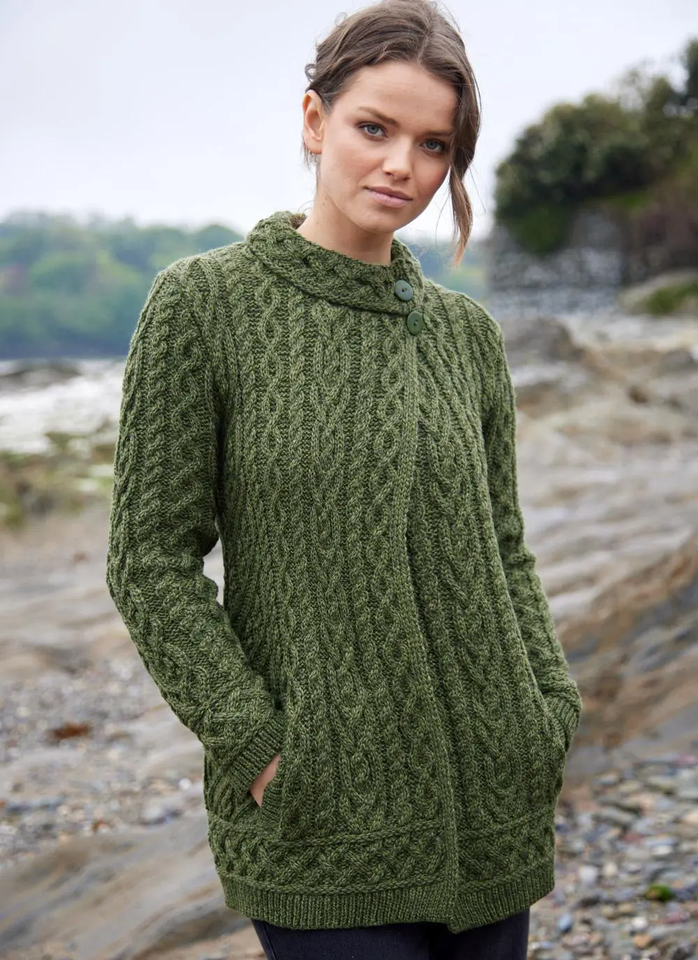 Orla Side Button Aran Cardigan