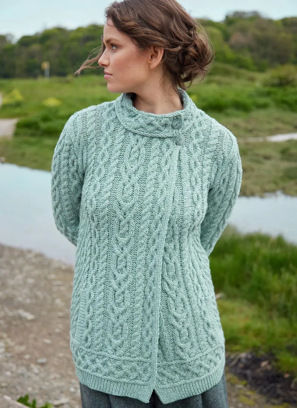 Orla Side Button Aran Cardigan