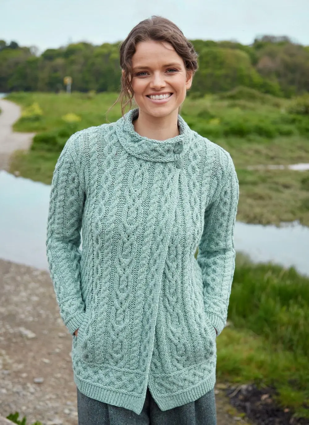Orla Side Button Aran Cardigan