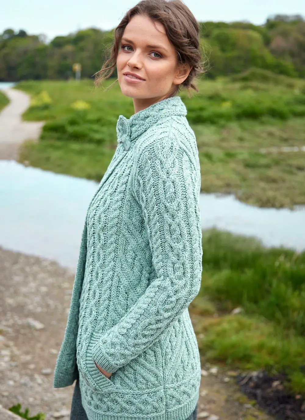 Orla Side Button Aran Cardigan