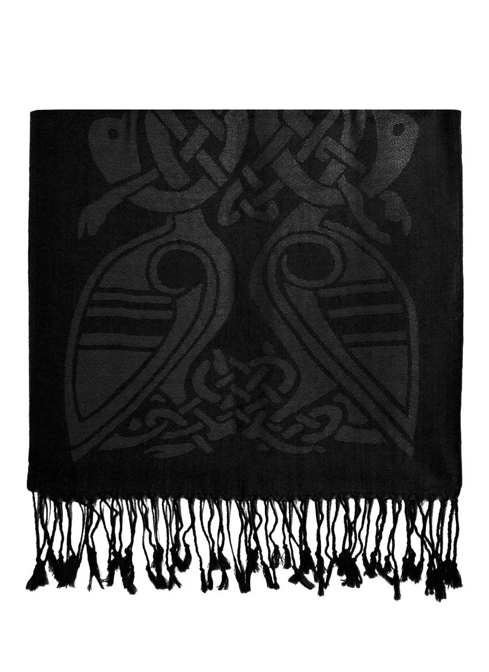 100% Pure New Wool Black Celtic Scarf