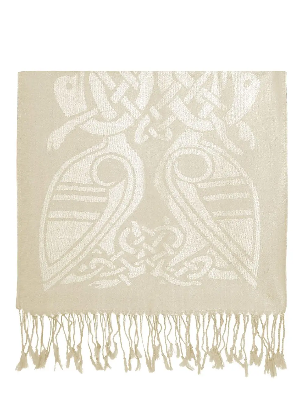 100% Pure New Wool Cream Celtic Scarf