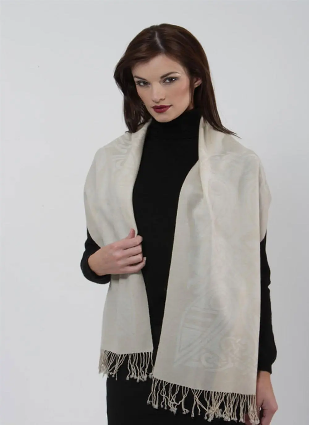 100% Pure New Wool Cream Celtic Scarf
