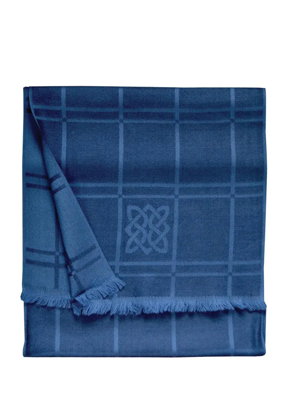 100% Pure New Wool Navy Check Scarf