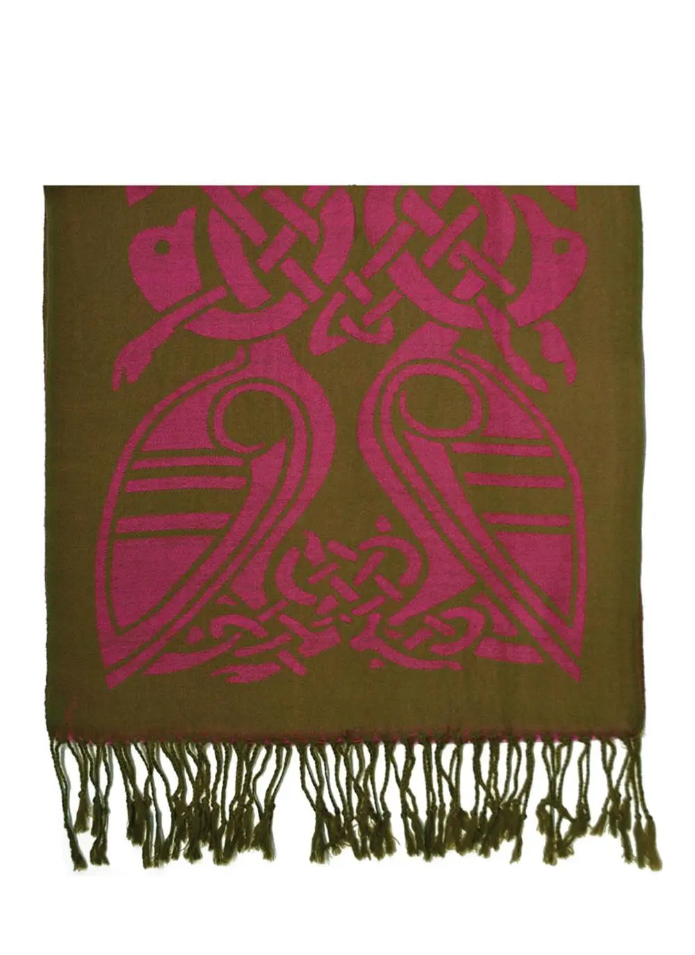 Green & Pink Two-Tone Wool Scarf