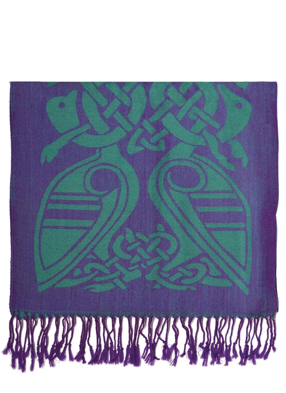 Purple & Green Two-Tone Wool Scarf